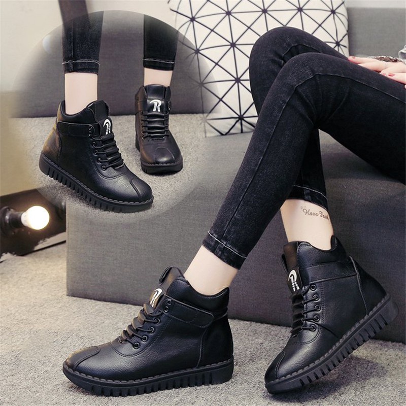 Jual boots brand design ankle flat fashion boots softable shoes woman ...