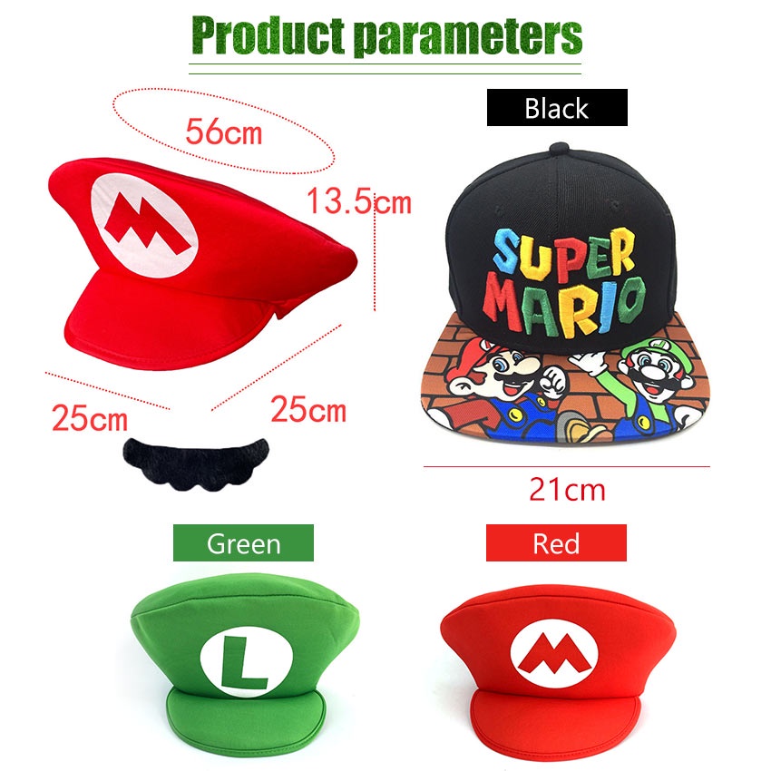Jual Topi Anime Super Mario Hat Cap Luigi Bros Letter Printed Cosplay ...