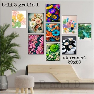 Jual Hiasan dinding bunga mawar ukuran 29x20 bingkai kayu mdf, Dekorasi ...