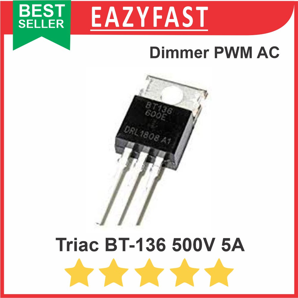 Jual Thrystor Triac BT136 BT136 600E 500V 5A Transistor Dimmer PWM AC Shopee Indonesia