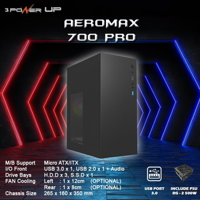 Jual Casing Standart Aeromax 700 PRO/Micro ATX/ITX/Casing Office ...
