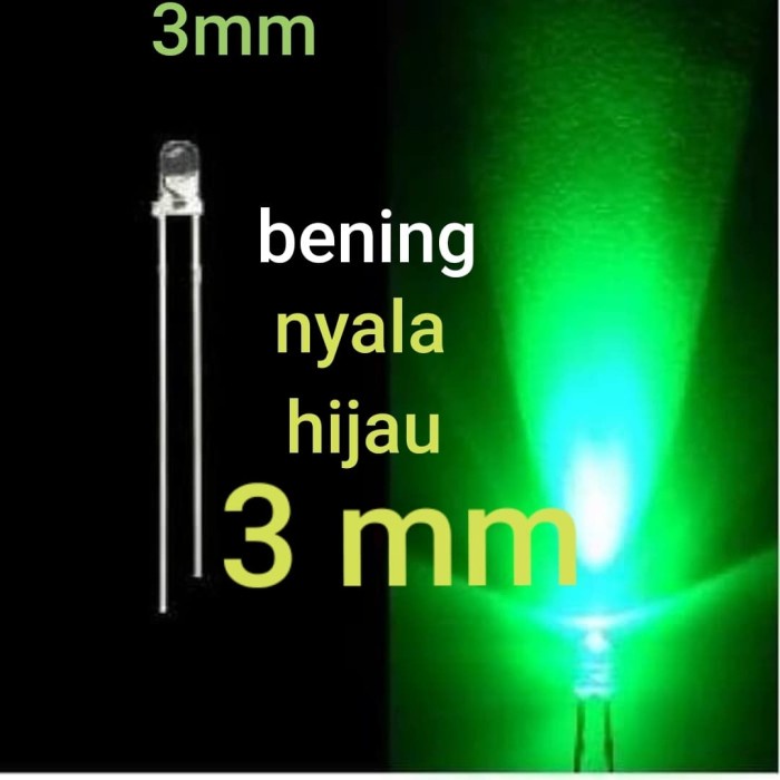 Jual 3mm led bening nyala hijau green lampu led 3mm 3 mm OBY27 | Shopee ...