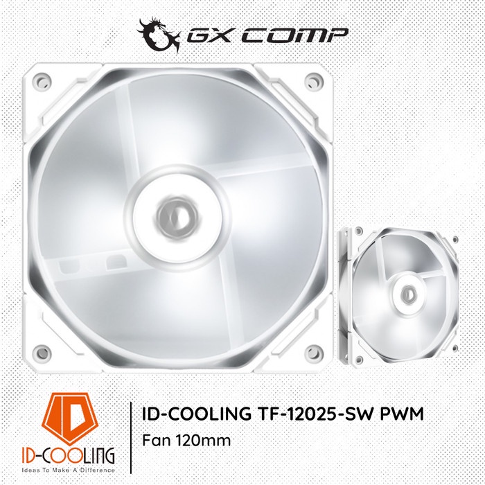 Jual ID-COOLING TF-12025-SW 120mm White LED PWM Fan | Shopee Indonesia