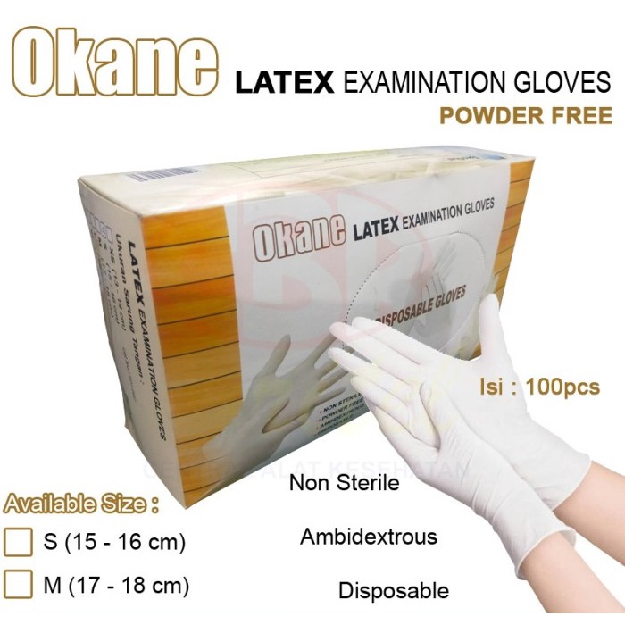 Okane Gloves Latex Examination Sarung Tangan Glove Disposable Isi 100  Powder free