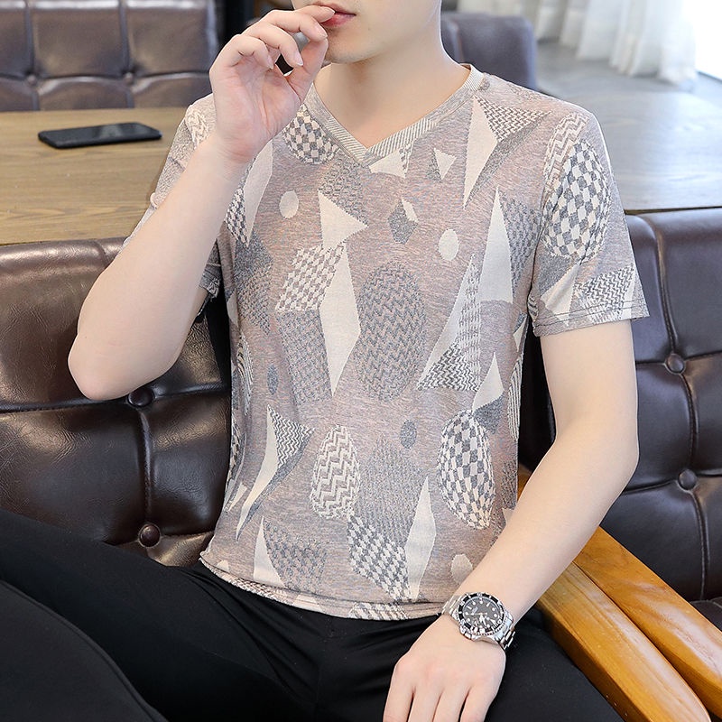Wavlynn Vintage Black Tie Dye Ice Silk Short Sleeve Shirt For Men With Pockets Cooling Summer Wear