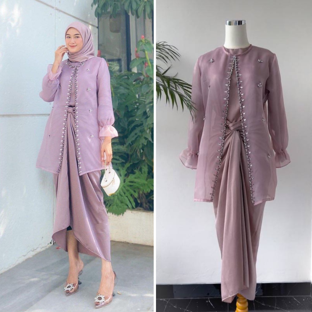 Jual New Oneset Jemma Organza Terbaru Setelan Kondangan Kekinian Rok