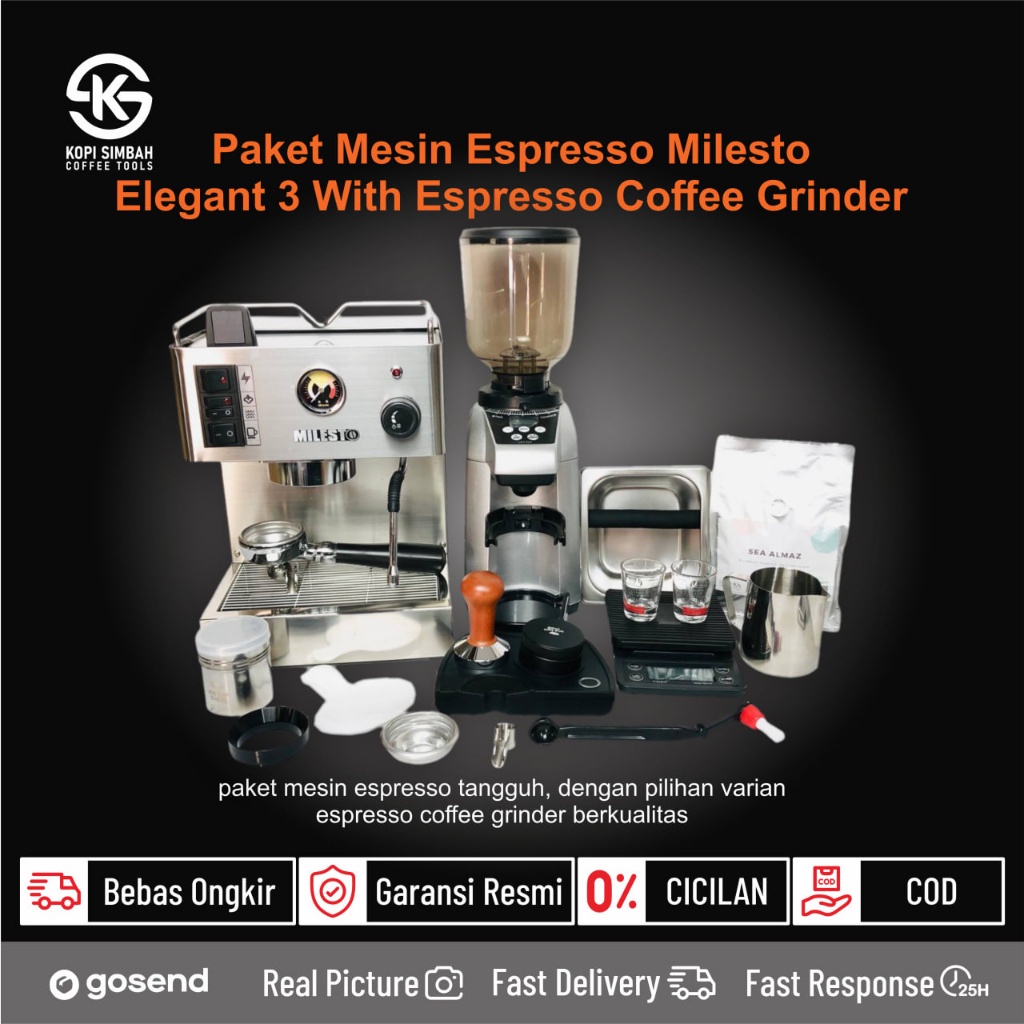 Jual Paket Mesin Espresso MILESTO ELEGANT III 3 With Grinder Lengkap