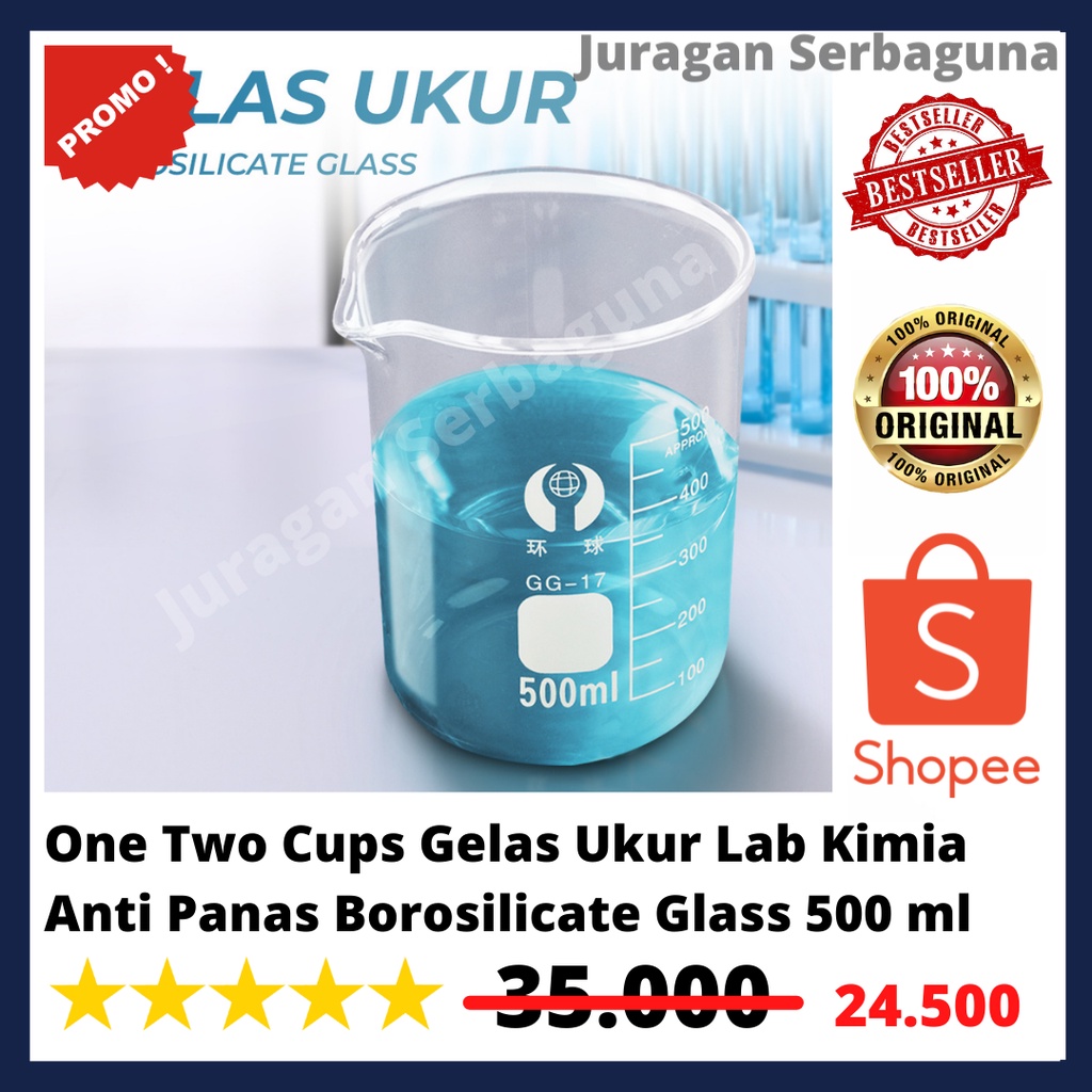 Jual One Two Cups Gelas Ukur Lab Kimia Anti Panas Borosilicate Glass 500 Ml Shopee Indonesia 8872