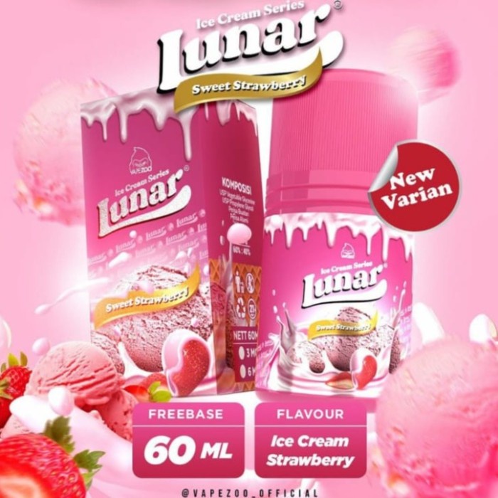 Jual Lunar Sweet Strawberry Ice Cream 60mL by Vapezoo Liquid Lunar V3