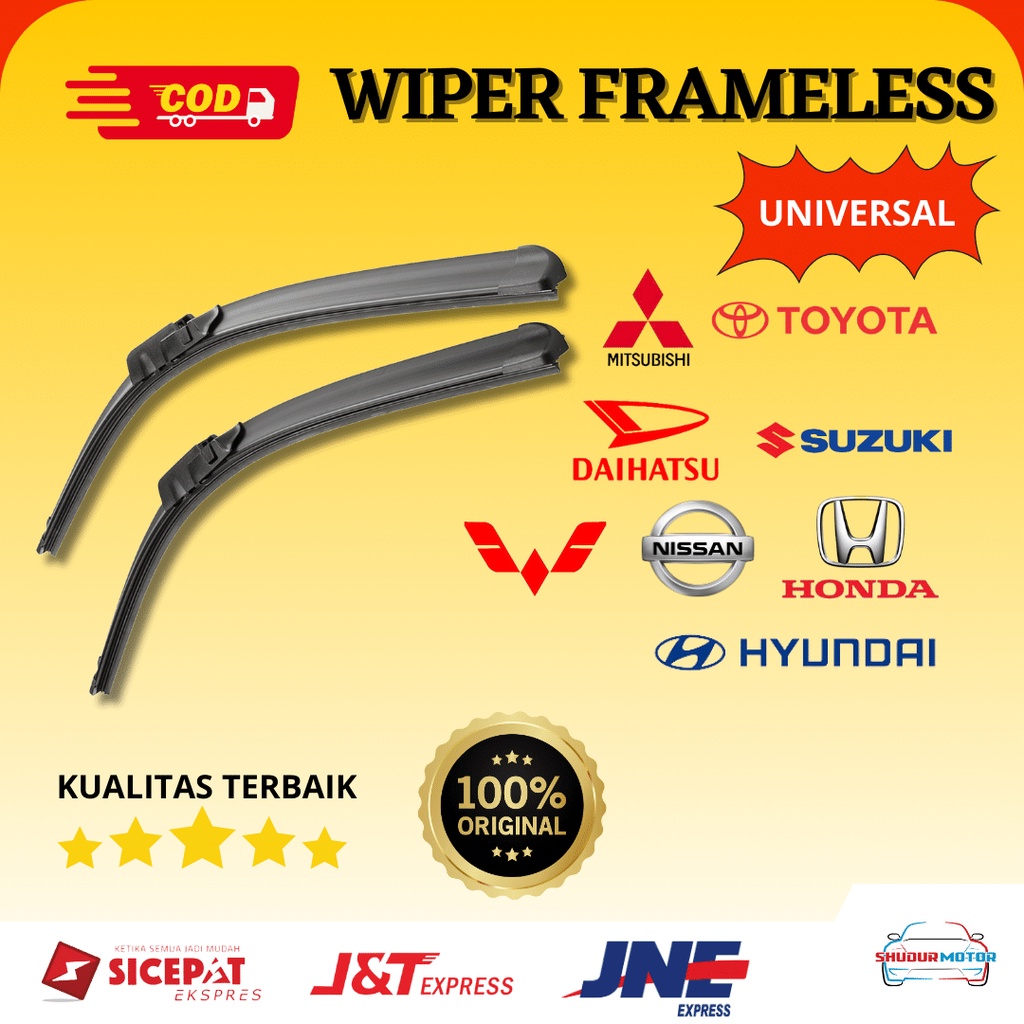 Jual Wiper Frameless Mobil Set Kiri Dan Kanan Untuk Semua Tipe Mobil