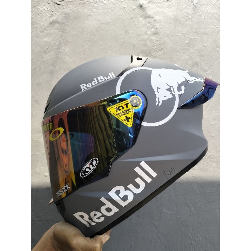 Jual HELM KYT TTCORSE RED BULL DOT / HELM TTC PAKET GANTENG/ HELM KYT