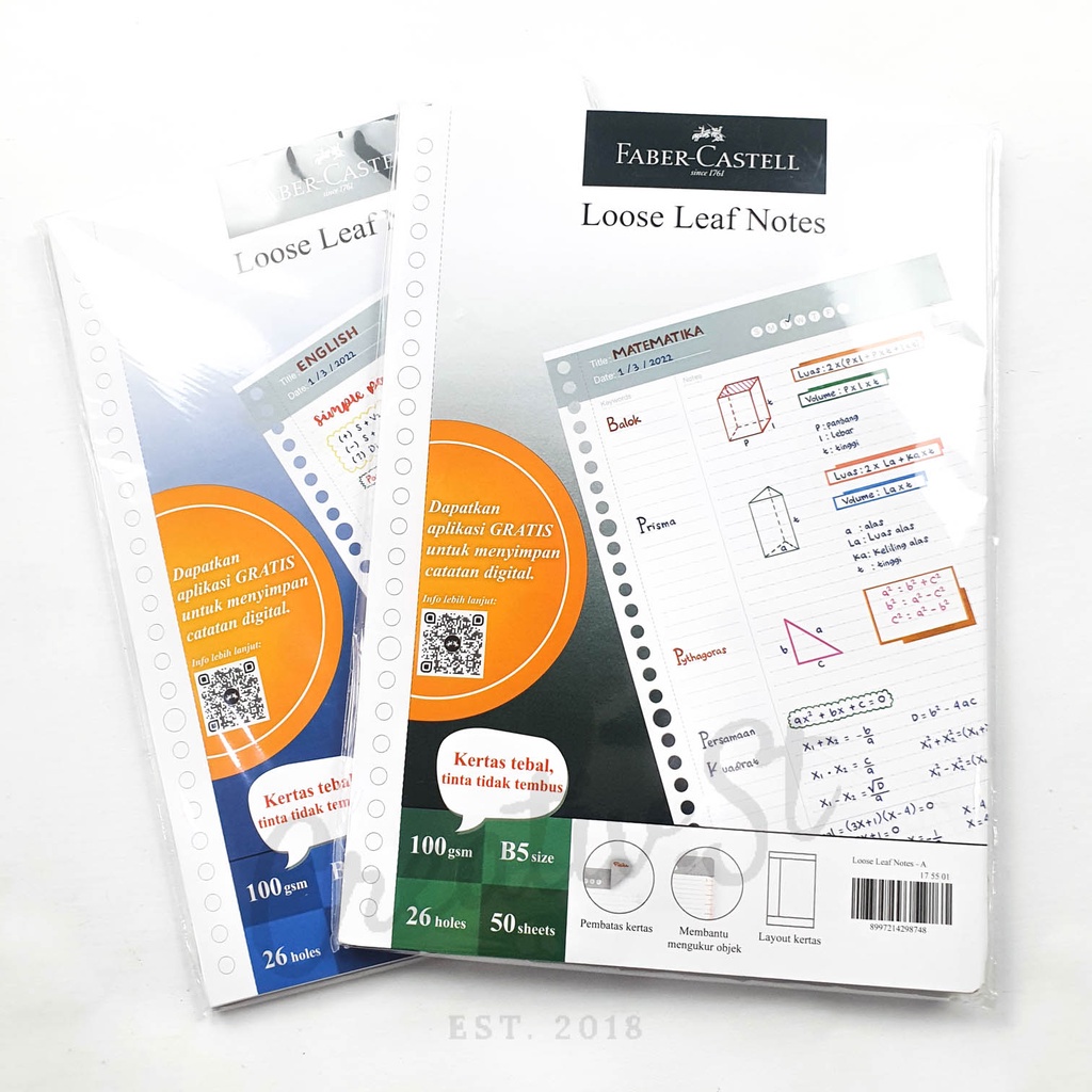 Jual FABER CASTELL Loose Leaf Notes B5 Catatan Sekolah Isi Binder ...