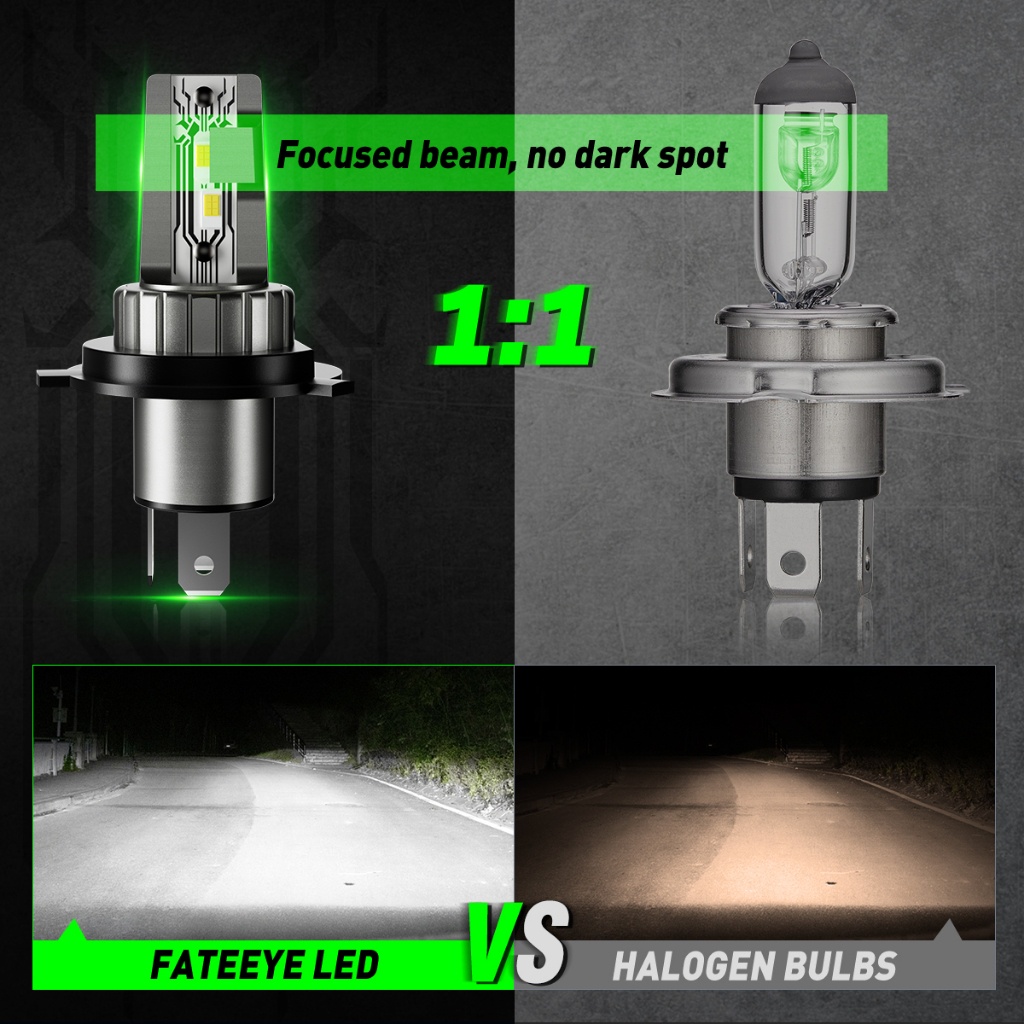 FATEEYE LAMPU LED MOBIL 2PCS F1 H4  lampu Mobil H7 H11 9005 9006 50W / pasangan 10000LM bohlam lampu depan untuk Mobil Warna putih 6500k Novsight