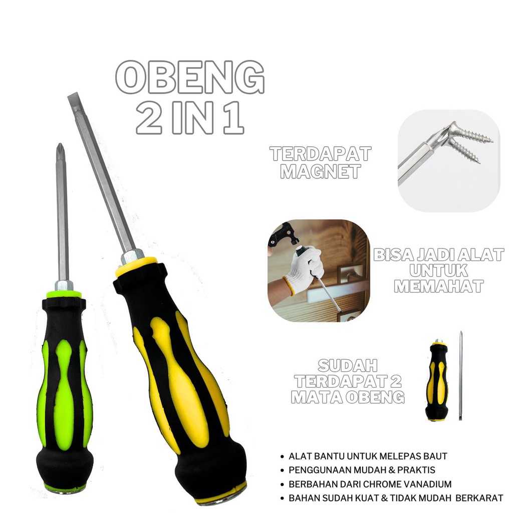 Jual OLALA Obeng Ketok 4 Inch dan 6 Inch Obeng Bolak Plus Minus 2 Way ...