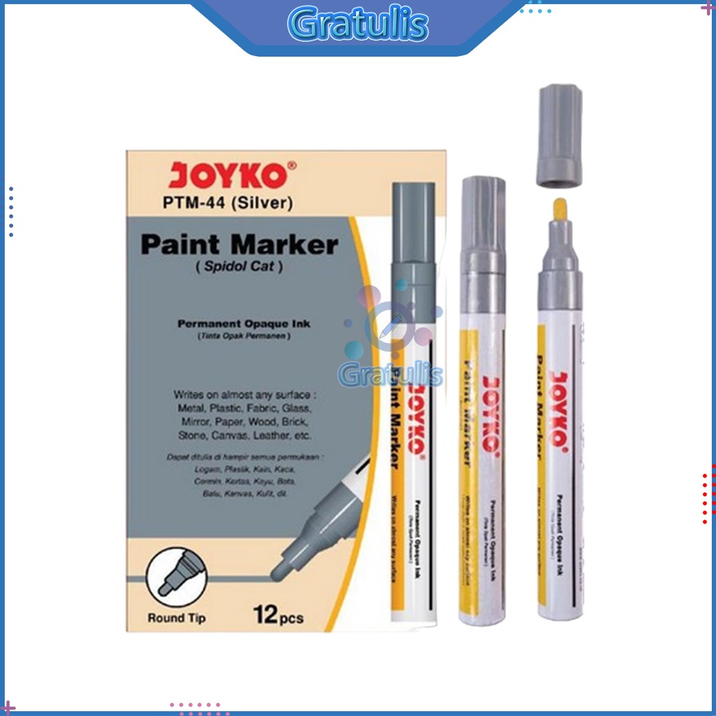 Jual SEPIDOL SILVER JOYKO PTM-44 [PERMANEN/12 PCS] / SPIDOL CAT PAPAN ...