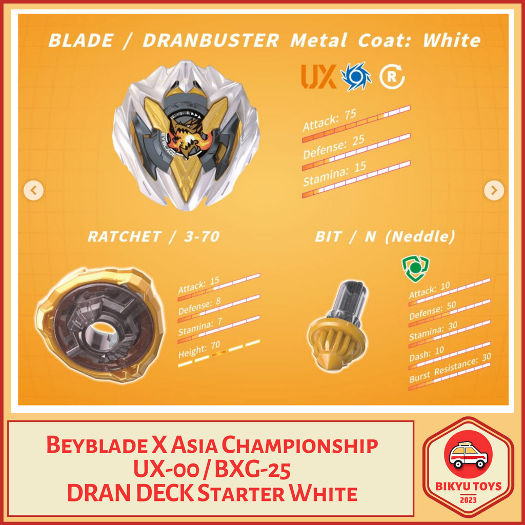 Jual Beyblade X UX-00 BXG-25 Dran Deck Set White Asia Championship ...