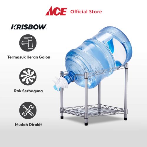 Jual Krisbow Stora Rak Galon Single Silver Tempat Penyimpanan Galon Air Minum Rak Dispenser