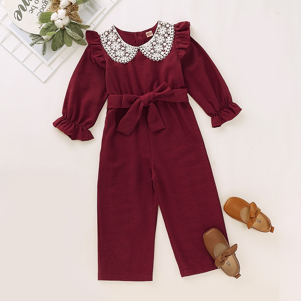 Jual Kids Girl Clothes Little Girl Jumpsuit Ruffle Long Sleeve One