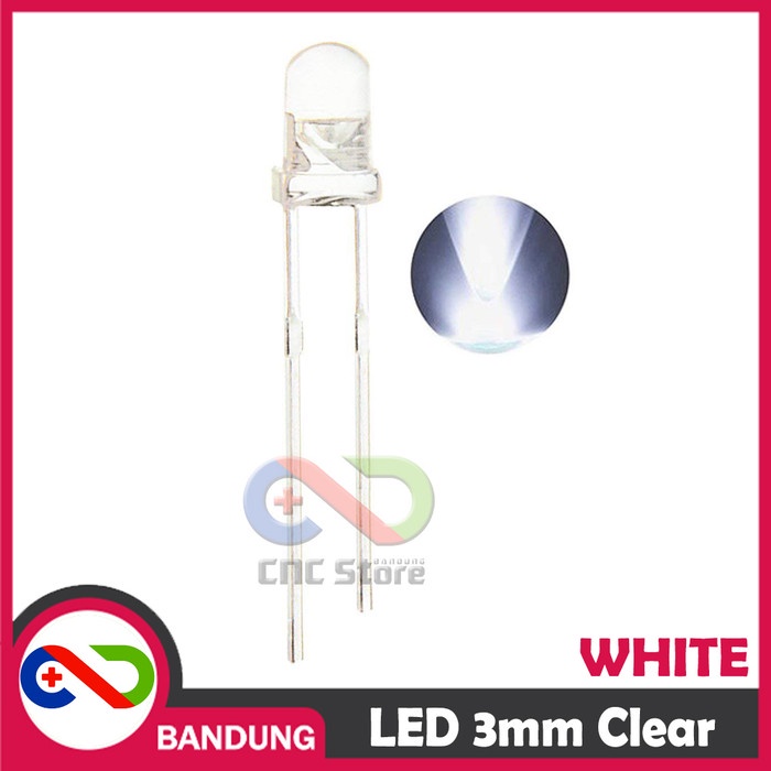 Jual 10PCS LED 3MM F3 SUPER BRIGHT WHITE PUTIH CLEAR | Shopee Indonesia