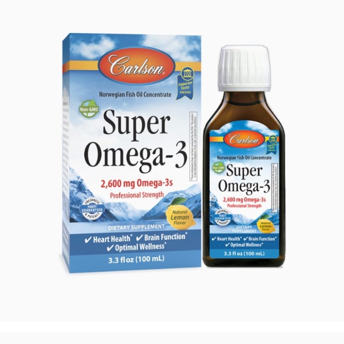 Jual Carlson Labs Super Omega-3 2600 mg Omega-3s fish oil cair 100 ml ...