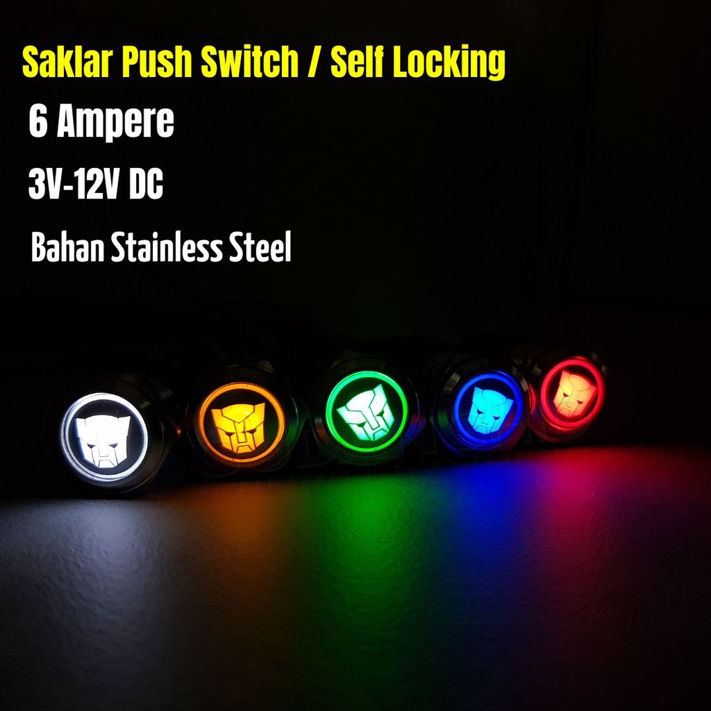 Jual Saklar Stainless LED Tombol On Off Besi Push Button Switch ...