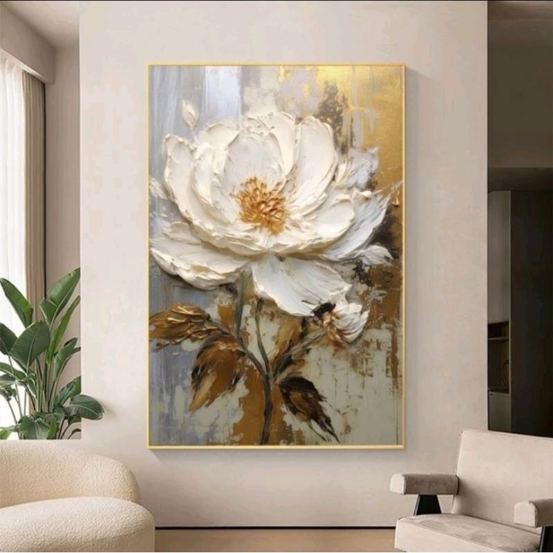 Jual lukisan bunga besar 120 x 80 cm plus frame | Shopee Indonesia