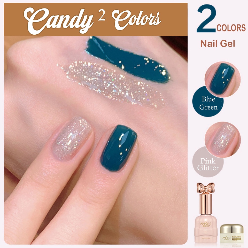 Jual Annies Candy 2 Colors Nail Gel Set With Glitter | Kutek Kuku ...