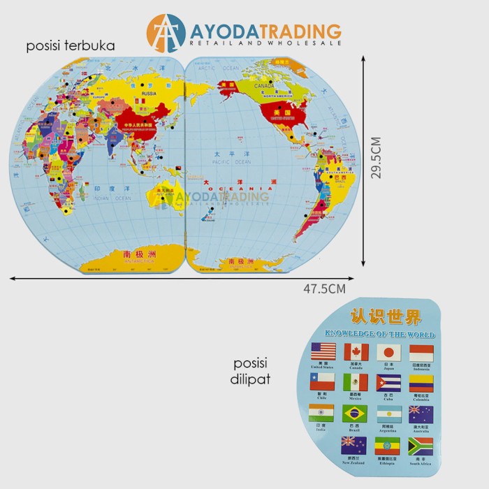 Jual Puzzle World Flag Map Mainan Edukatif Edukasi Bendera Dunia ...