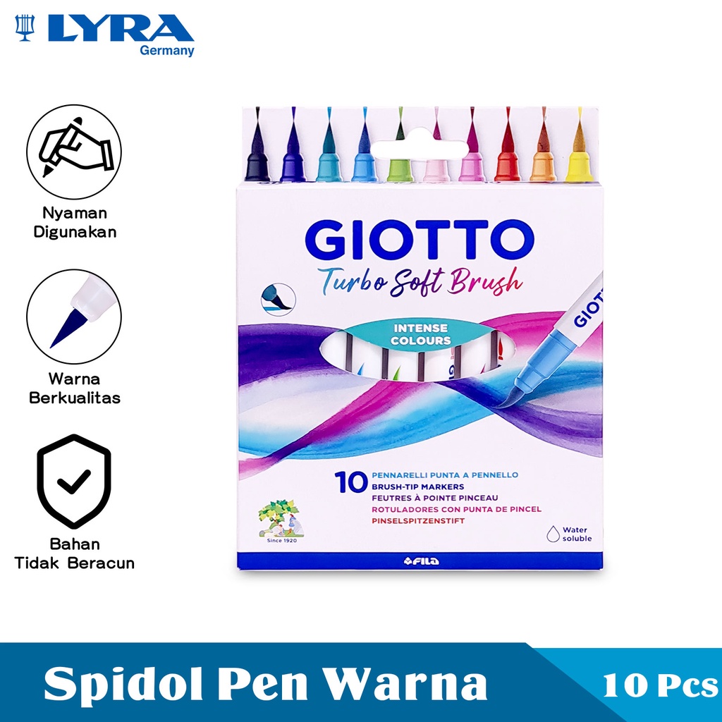 Jual Giotto Turbo Soft Brush Spidol Pulpen Sikat 10 Warna Pena Serat Colors Brush  Pen Water Soluble LYR-426800