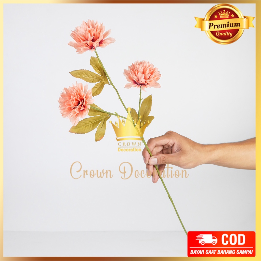 Jual BUNGA DANDELION TANGKAI PANJANG CABANG 3 ARTIFICIAL BAHAN KAIN