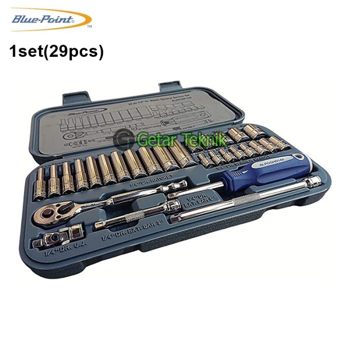 6 Point Shallow And Deep Sockets BluePoint 29-Piece 1/4