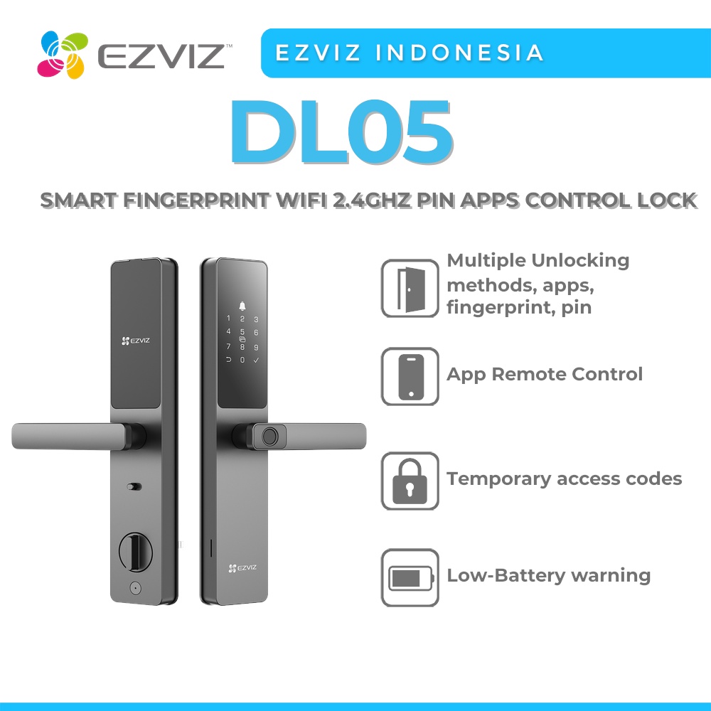 Jual EZVIZ DL05 SMART FINGERPRINT WIFI 2.4GHZ PIN APPS CONTROL LOCK ...