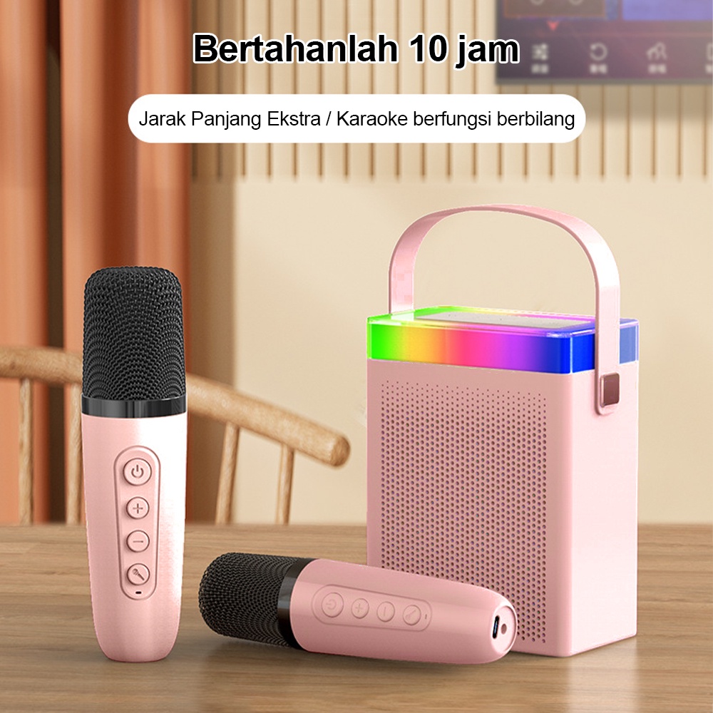 Jual Speaker 2 Mic Bluetooth Mikrofon Karaoke Set Bluetooth Mini Full ...