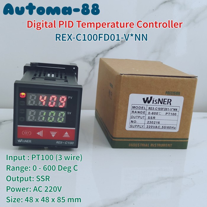 Jual REX-C100 Input PT100 3 kabel -50~600C Out SSR Temperature ...