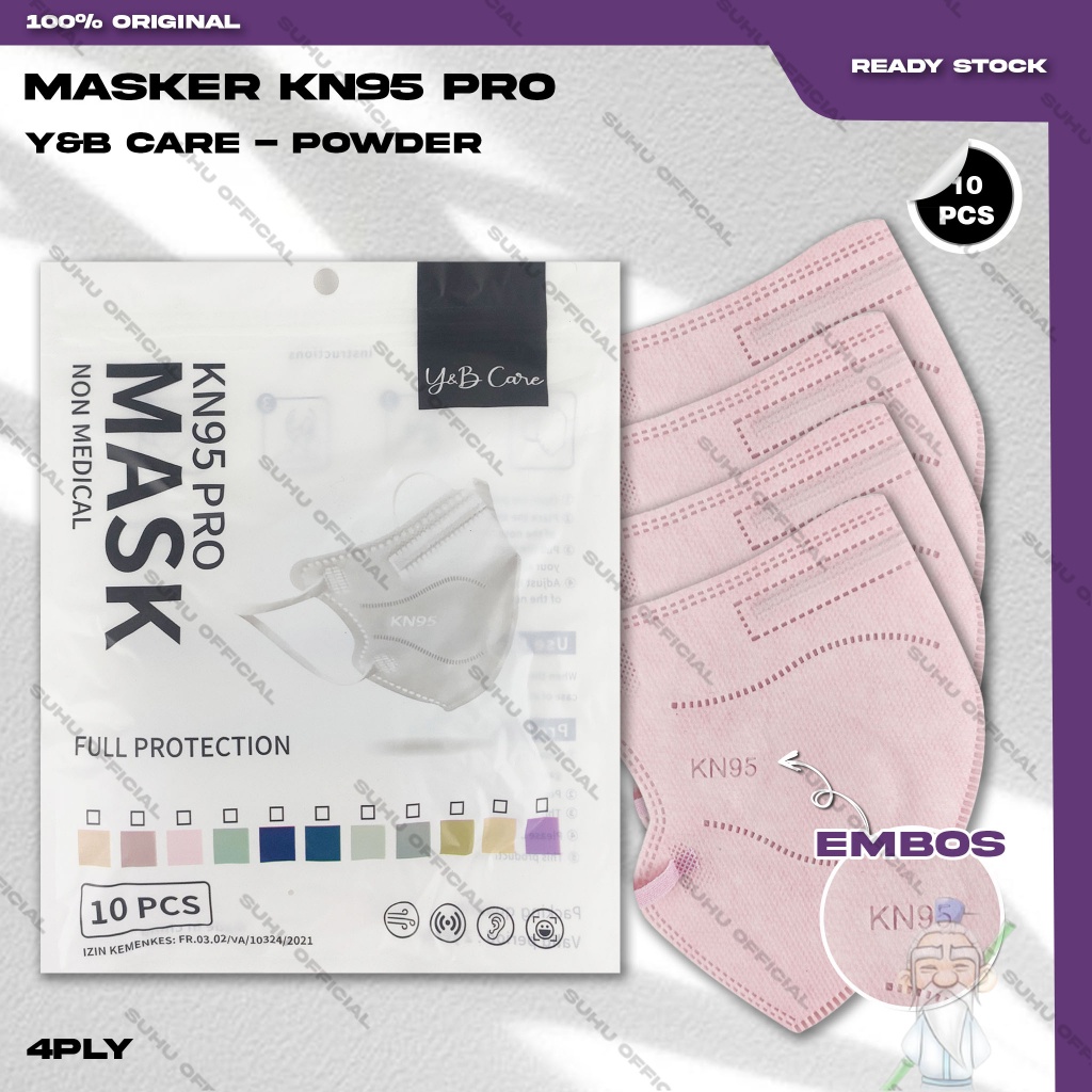 Jual Masker KN95 PRO Y&B CARE 4Ply Isi 10Pcs Warna New Powder Pink Muda ...