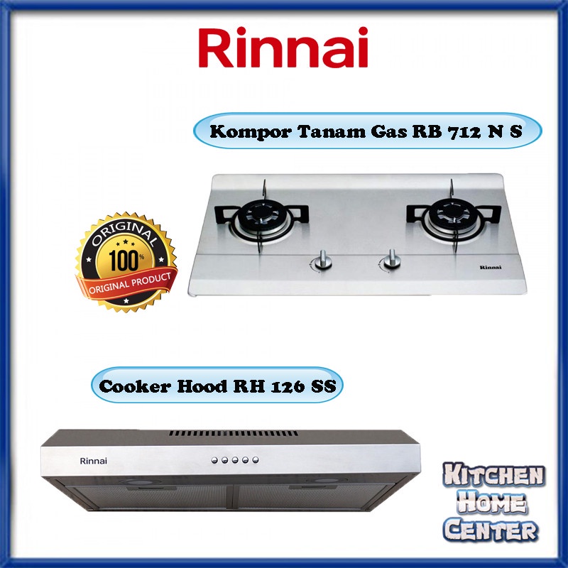 Jual Paket Kompor Tanam Rinnai RB 712 N S & Cooker Hood Rinnai RH 126 ...