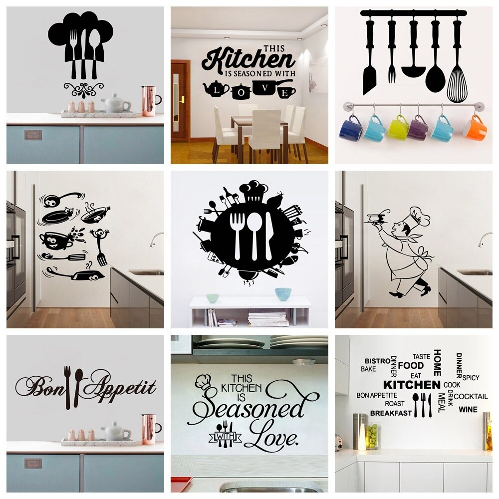 Jual Cutting Stiker Dinding Dapur Kitchen Untuk Ruangan Tembok Dapur ...