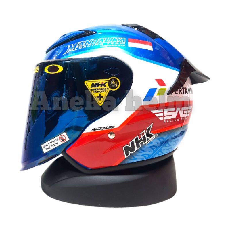 Jual helm NHK R6 MANDALIKA blue md spesial edition NHK R6 PAKET GANTENG ...