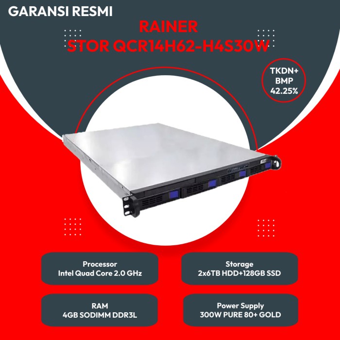 Jual Rackmount 1U Server Rainer STOR QCR14H62-H4S30W - TKDN RESMI ...