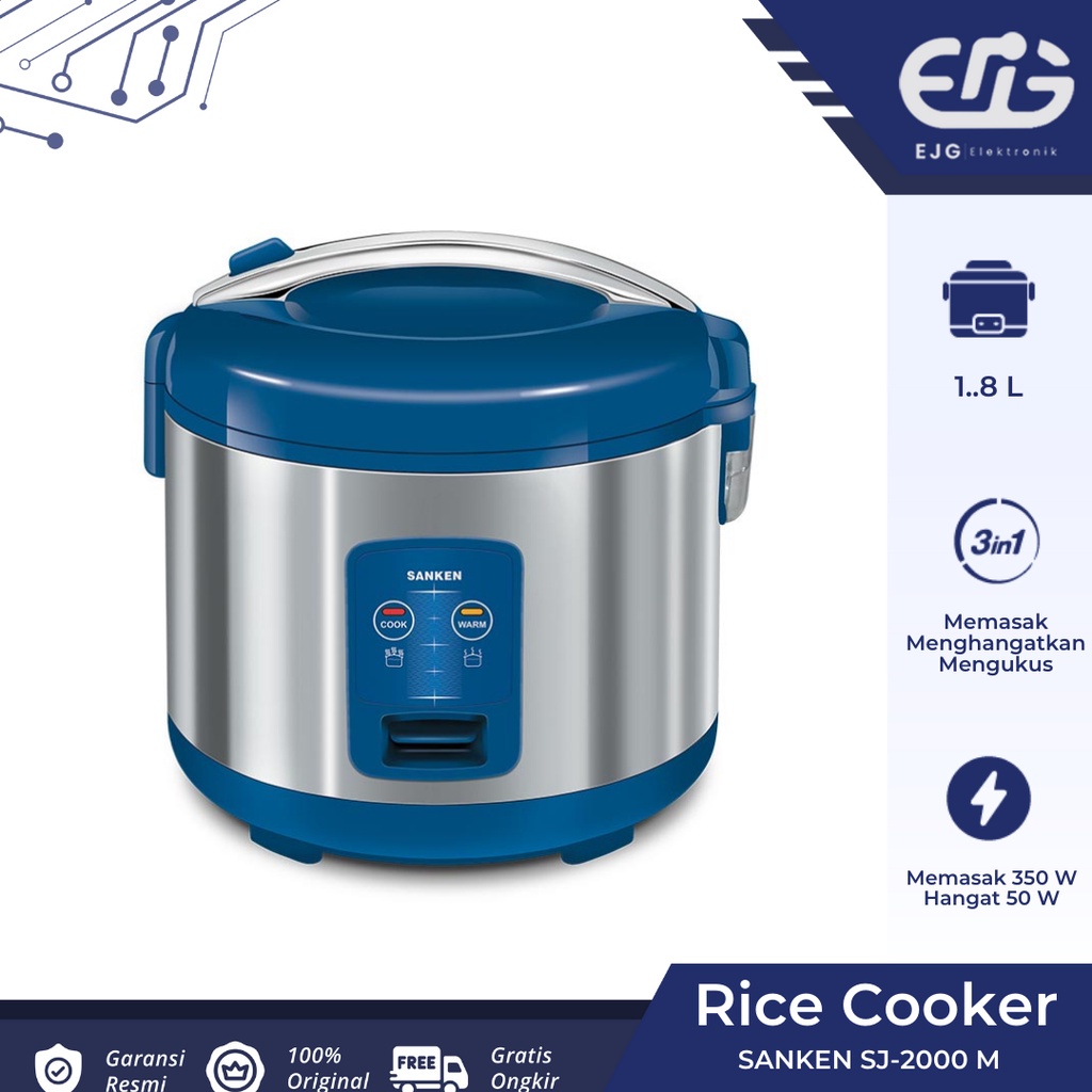 Jual Sanken SJ2000 M Rice Cooker Magic Com Stainless Steel 1.8 Liter