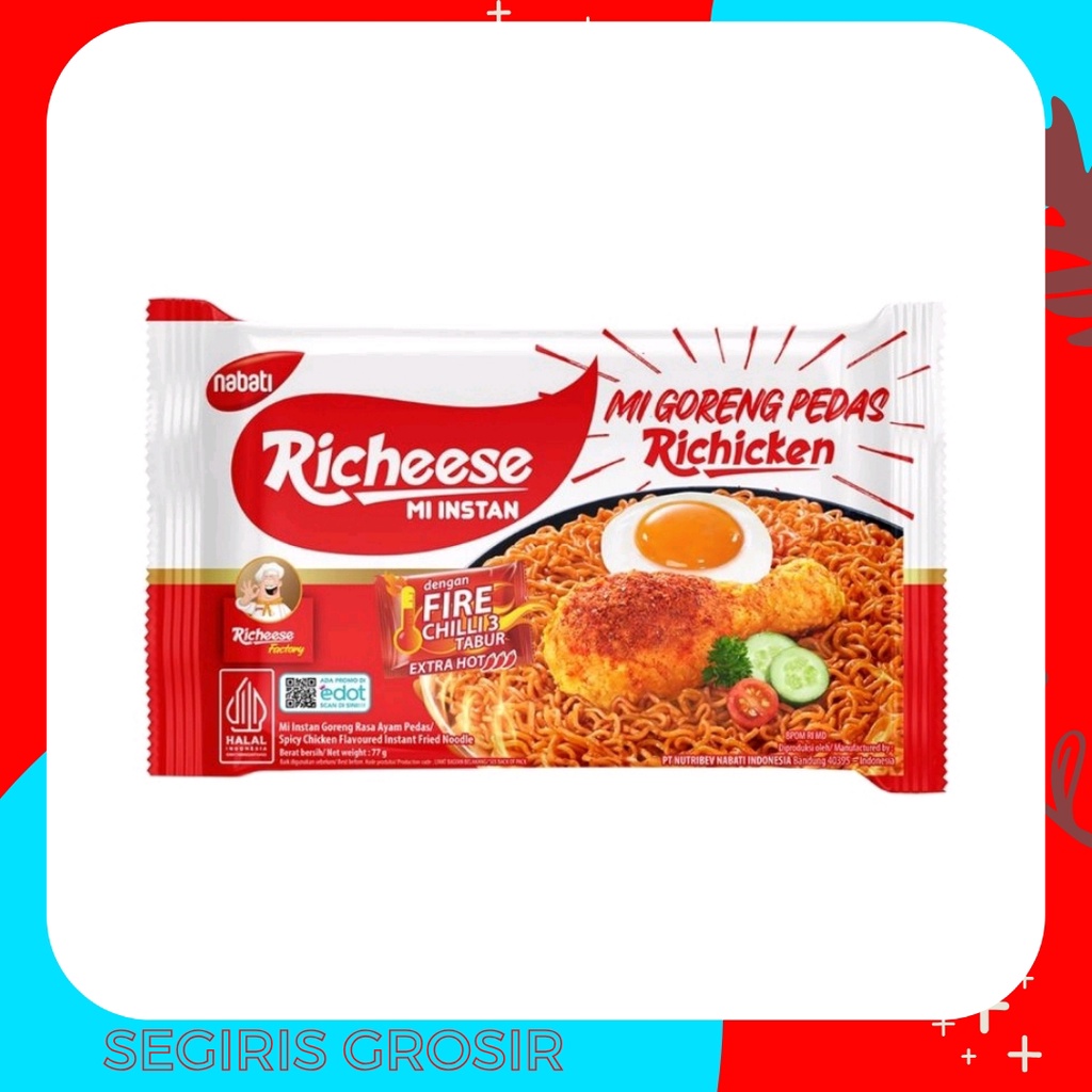 Jual Richeese Mie Instan Goreng Rasa Pedas Richicken 77gr | Shopee ...
