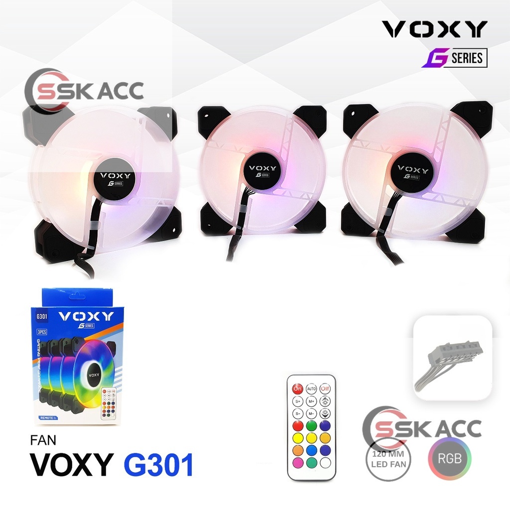 Jual Fan Casing Voxy G301 RGB 12cm With Remote Control include 3 Kipas ...