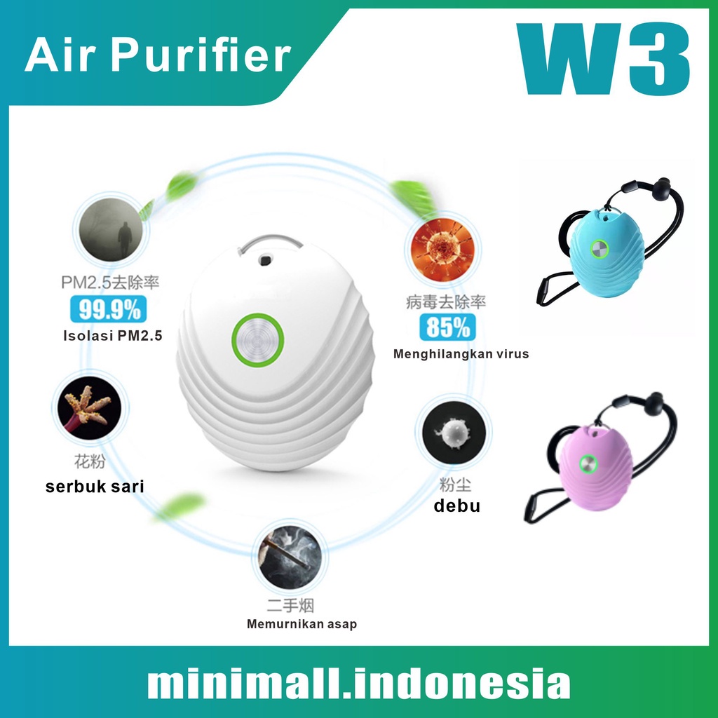 Jual Upgraded Wearable Air Purifier Necklace Mini Personal Portable Air Freshener Ionizer Pm W3 4847