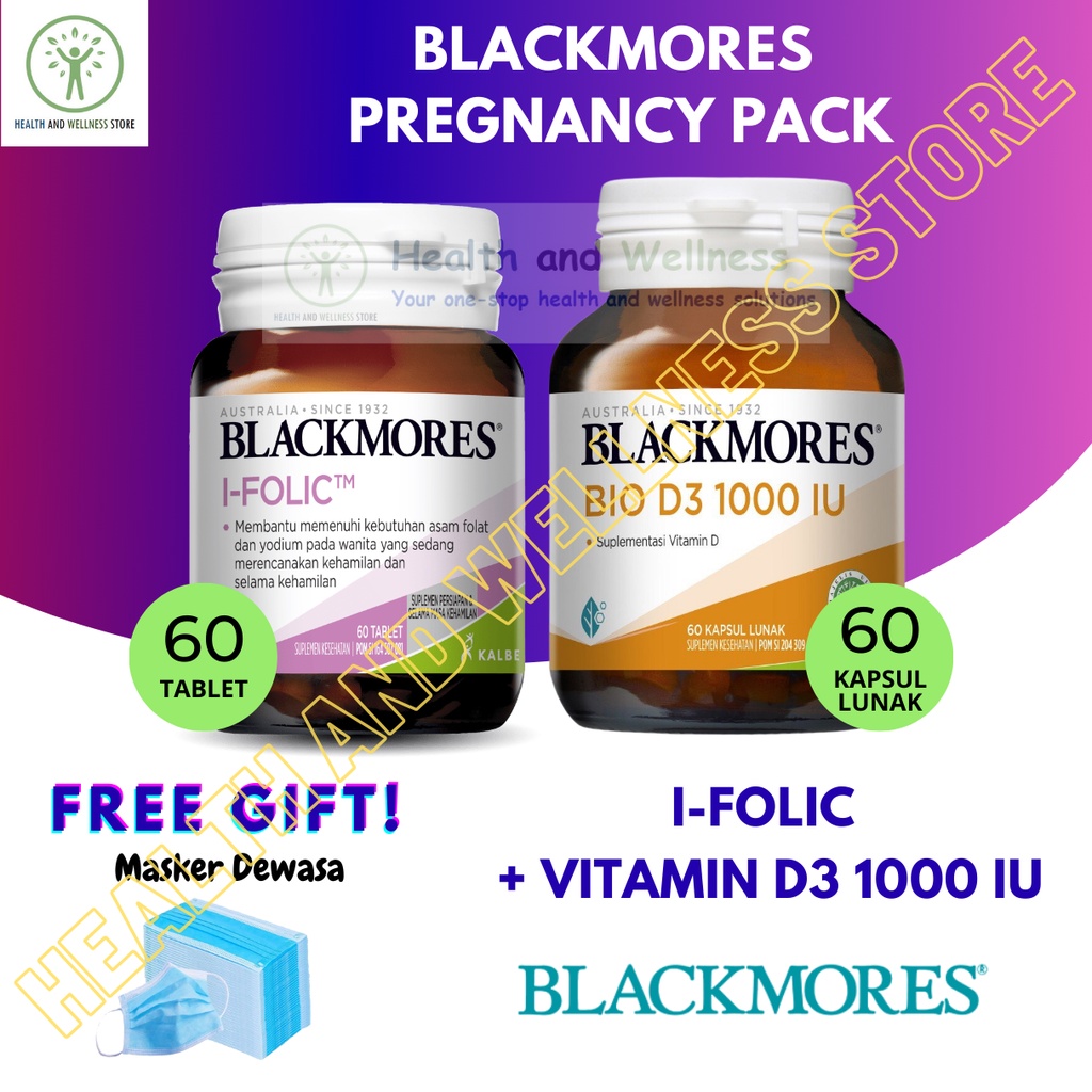 Jual PAKET KEHAMILAN BLACKMORES I FOLIC 60 TABLET DAN VITAMIN BIO D3 ...