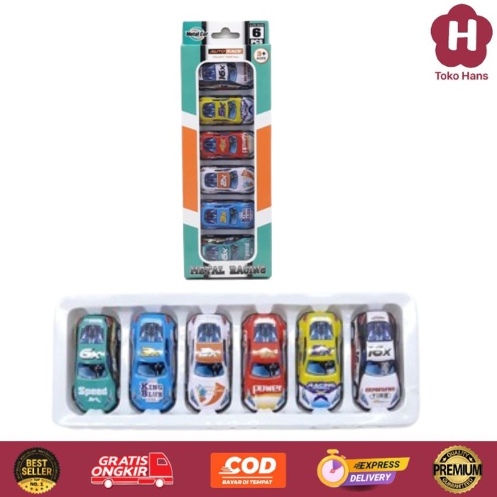 Jual Mainan Anak Mobil Diecast Metal Racing Car Auto Race Set 6 pcs ...