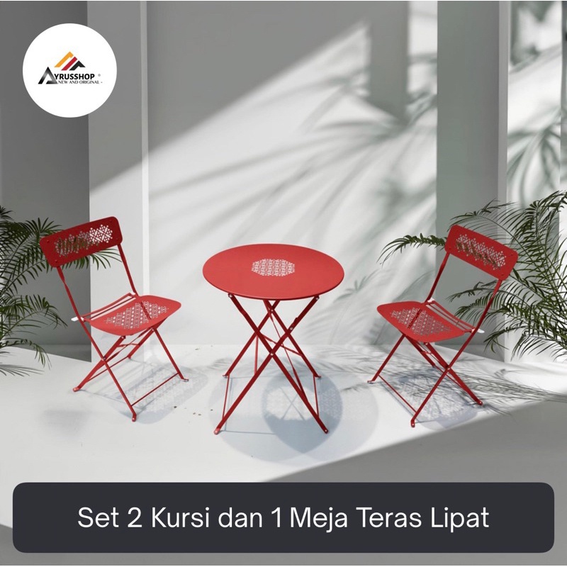 Jual Soleil Lucia Bistro Set Kursi Meja Lipat Teras Merah Biru Set Kursi Meja Lipat Shopee