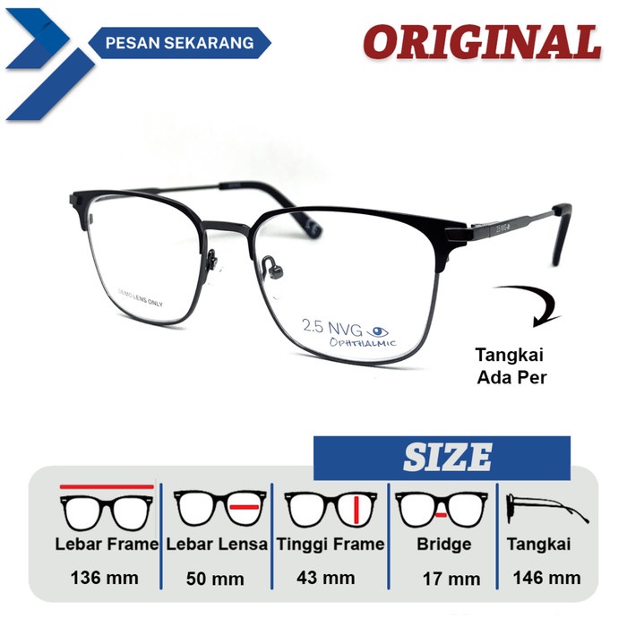 Jual FRAME KACAMATA PRIA DAN WANITA ORIGINAL NVG OPH SC 112 LEBAR FRAME ...