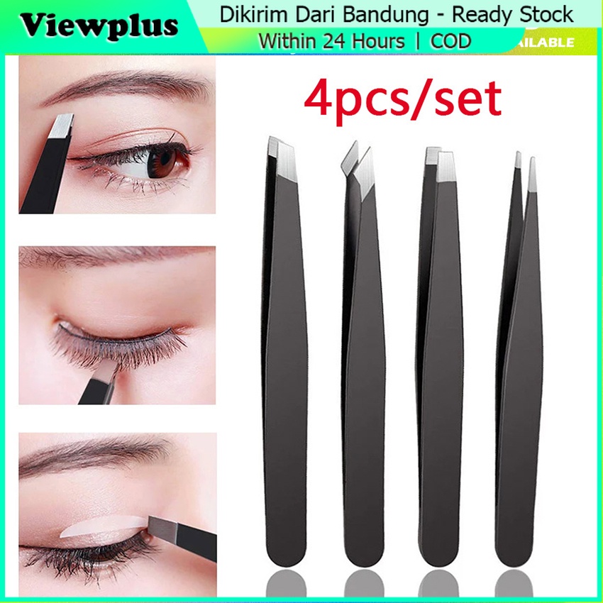 Jual 4Pcs Pinset Pencabut Alis Bulu Mata Stainless Ketiak Pinset ...