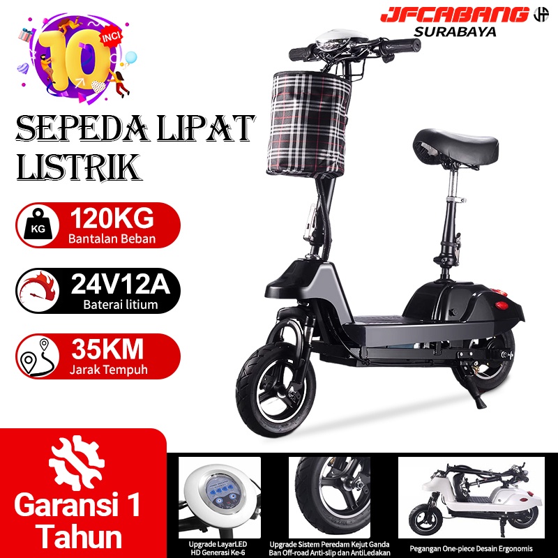 Jual Sepeda Lipat Listrik Awet 25km Sepeda Listrik Dewasa 10 Inchi