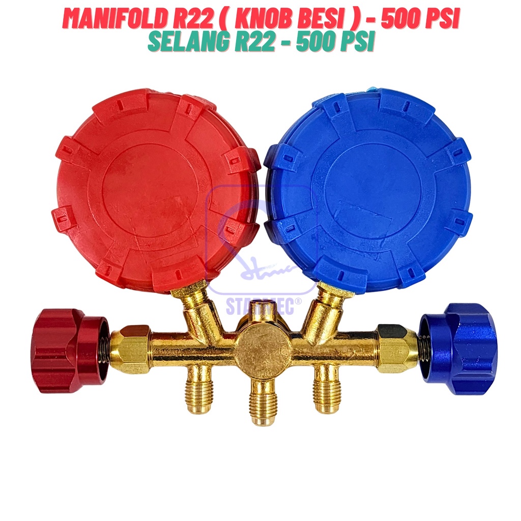 Jual Manifold AC R22 R410 R32 + Selang R22/R32 Starmec (Knob Besi ...